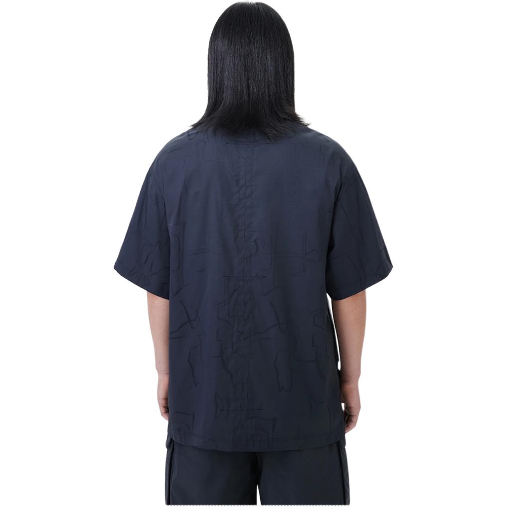 Li Ning Jackie Chan Collaboration Kung Fu Series Solid Color Loose Casual Short Sleeve Shirt Men Shirts Charcoal-Black ASHT013-2