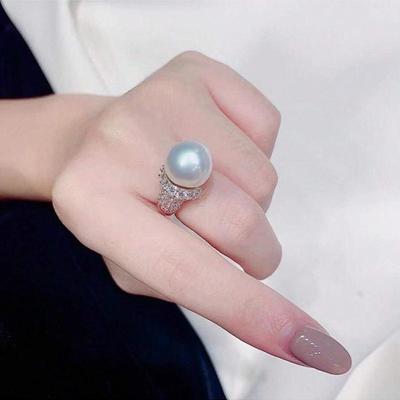 European and American Fashionable Women's Simple Pearl Personalized Creative Wedding Ring High-end Atmospheric Versatile Ring