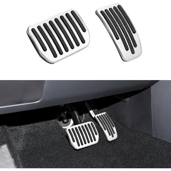 ASUBHA Foot Pedal Pads Set, Car Pedal Covers, Auto Aluminum Pedal Covers, Non-Slip Performance Aluminum Car Accessories Brake & Accelerator Pedal серебряный