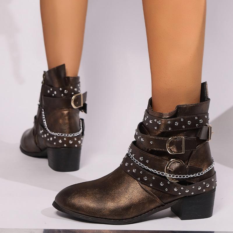 Pantofi de damă 2024 Cizme de damă cu vârf ascuțit de înaltă calitate, toamnă iarnă, menține-te cald, cu tocuri groase, cizme cu fermoar de dimensiuni mari