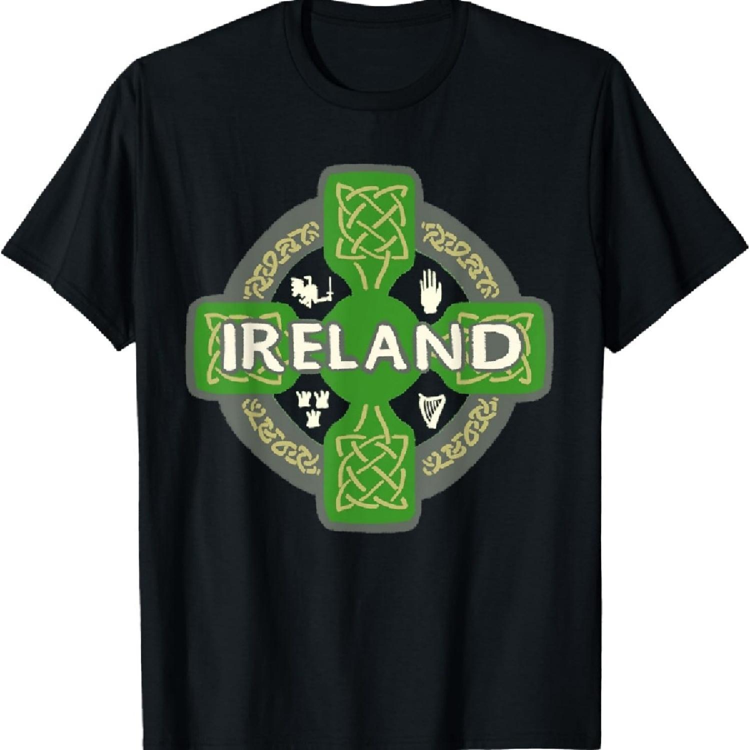 

Ireland St Patrick Day Celtic Cross Green T-Shirt XXXXXL чорний