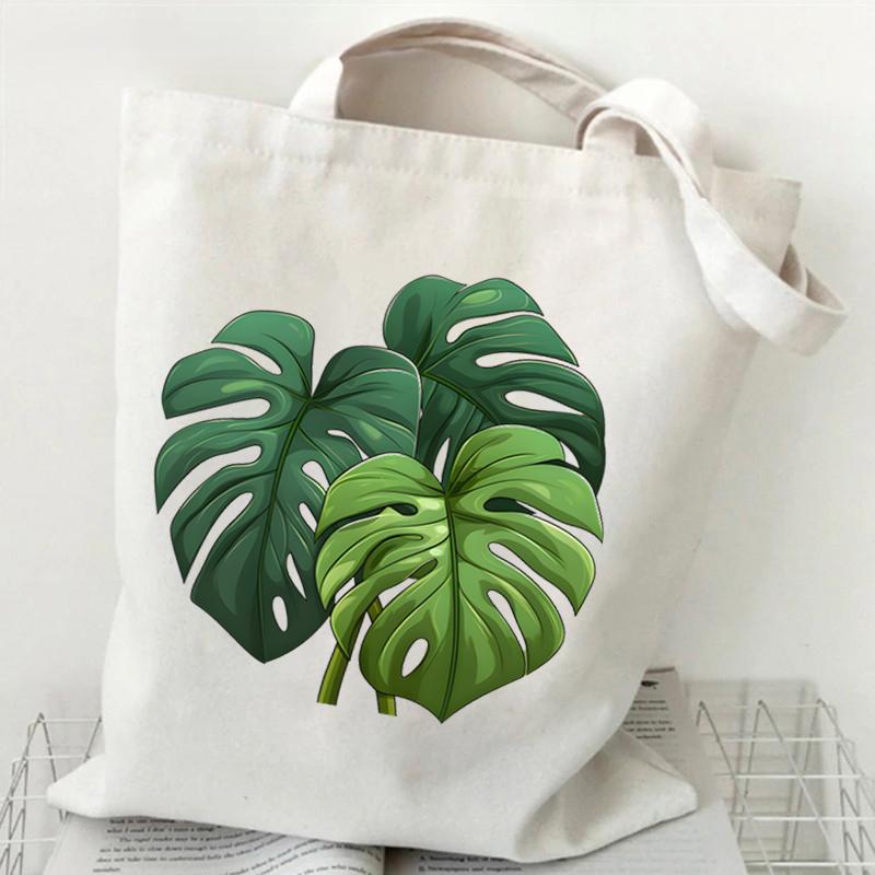 Funny Anime Cat Graphics Women Canvas Shoulder Bag Cartoon Animal and Plant Shopping Bag Kitten Lover Female Reusable Handbags