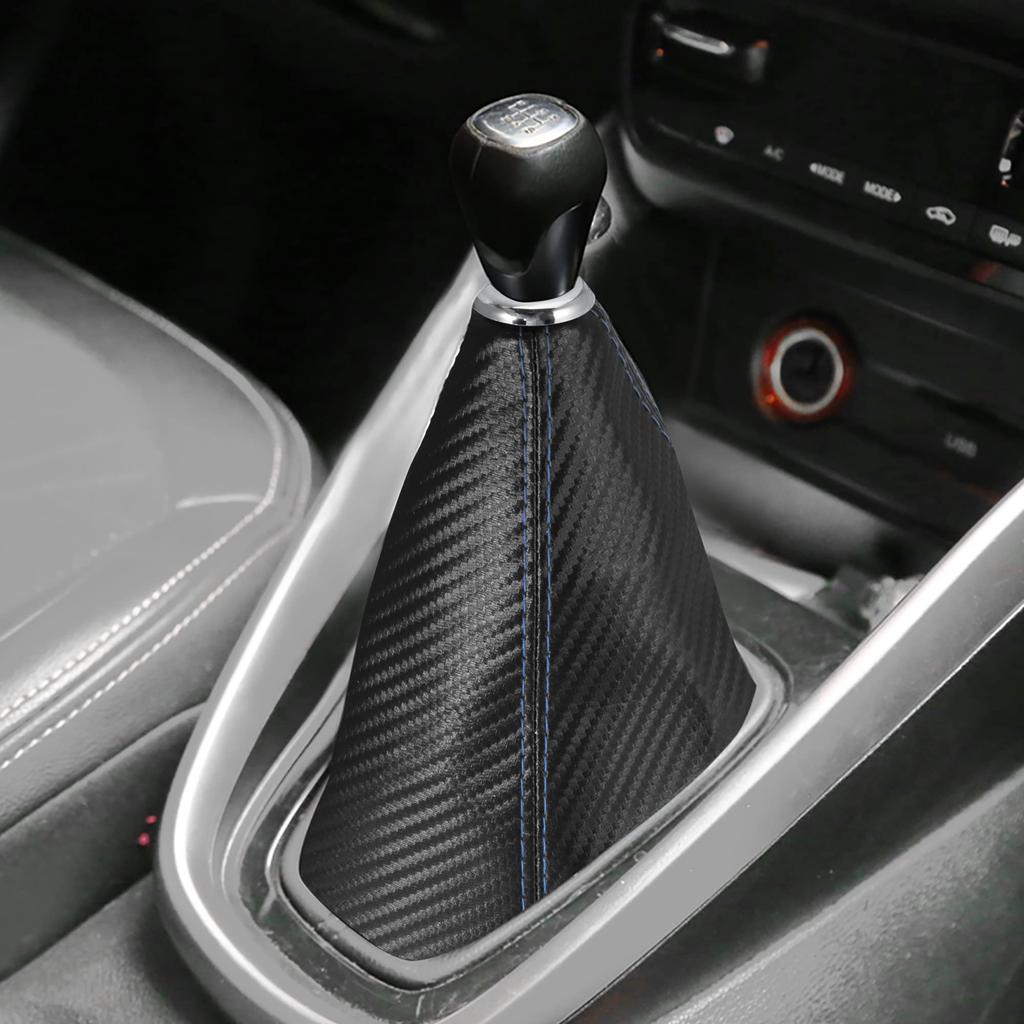 Uxcell Shift Knob Car Dust Artificial Carbon Fiber Silver Blue Cover, Boot, Leather, Pattern, 1.4cm, Tone,