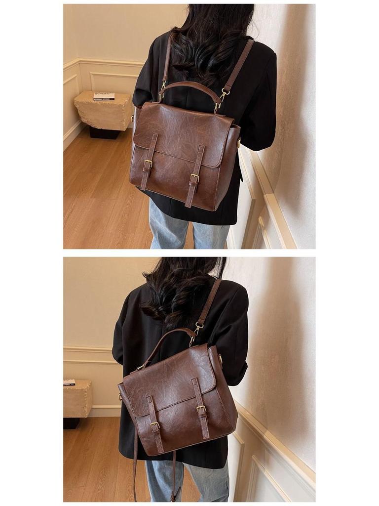 2025 Stylish & Versatile Messenger Bag: Large-Capacity Retro Leather Briefcase Backpack for College & Commute