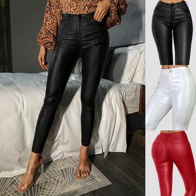 Rose Beauty A γυναικείο ψηλόμεσο PU δερμάτινο κολάν Slim Fit Ευέλικτο καθημερινό παντελόνι κολάν παντελόνι