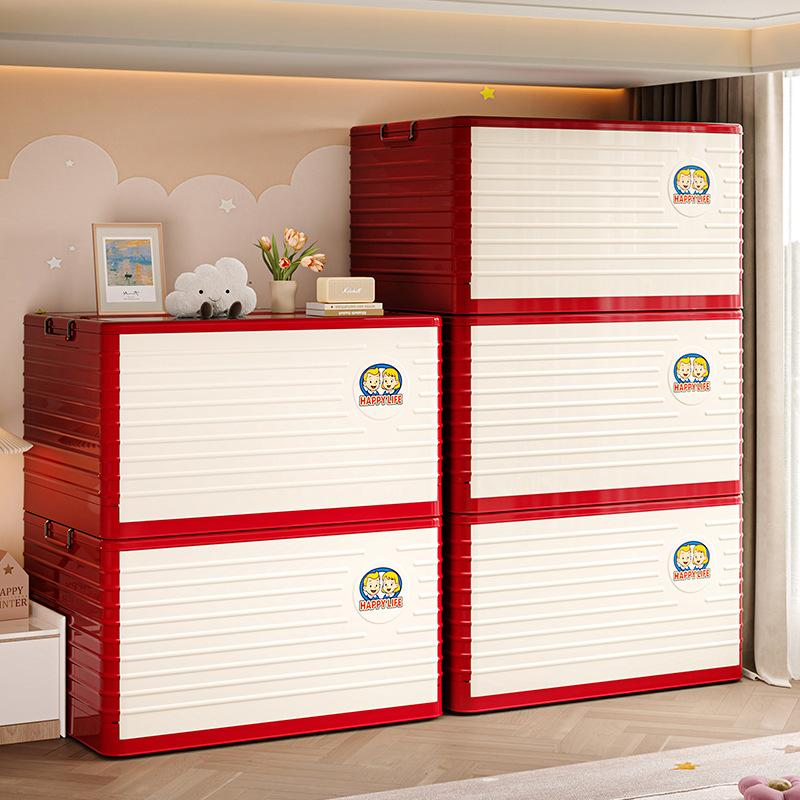 Plastic Storage Box Folding Organization Boxes Living Room Large Capacity Acrylic Case Household Living Organization Furniture