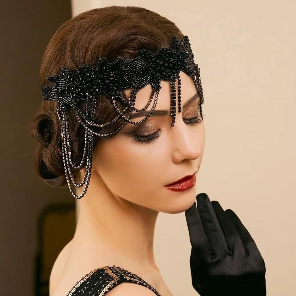 Shiny Rhinestone Headband Chain Tassel Bridal Headdress  Stage Performance