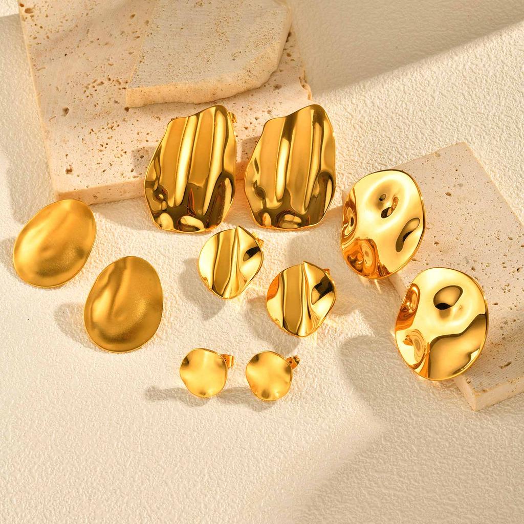 Exaggerated Irregular Big Stud Earrings for Women, Stainless Steel Gold Plated Large Earrings, Geometric Luxury Jewelry Party