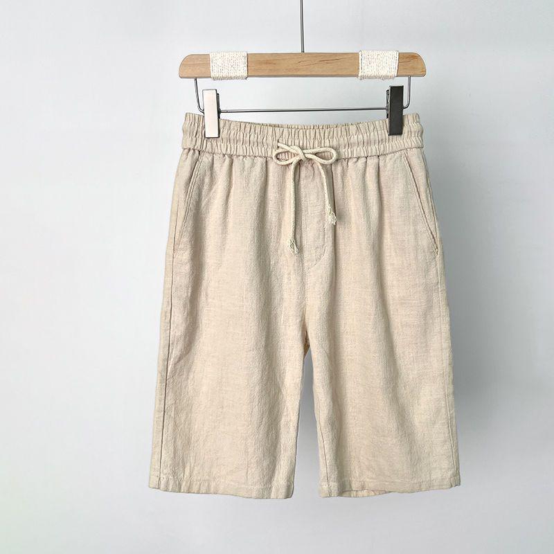 Men's Summer Cotton-Linen Loose Fit Beach Shorts