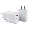 Carregador Adaptador de Parede Rápido para Viagem com Duas Portas Tipo C, Plugue US EU PD 20W QC3.0 para iPhone, Adaptador Portátil
