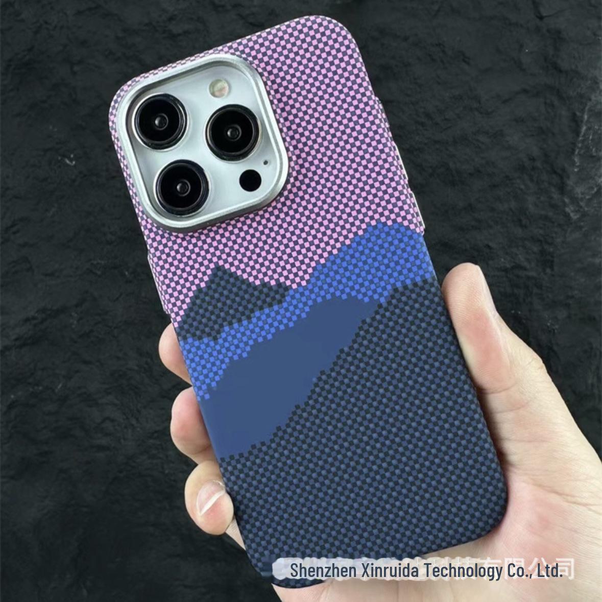 

Магнитный защитный чехол из кевларового углеродного волокна для iPhone 14/15/16 Pro Max iPhone 16 Pro Max