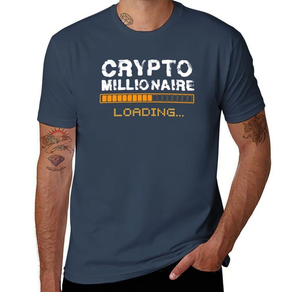 Crypto Millionaire Loading Funnycrypto Shirt Bitcoin Dogecoin Ethereum Nft T-Shirt T Shirt Man Cotton T-Shirt