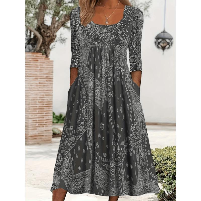 Spring/Summer Dress Casual Loose Plus-size Print Dress for Women