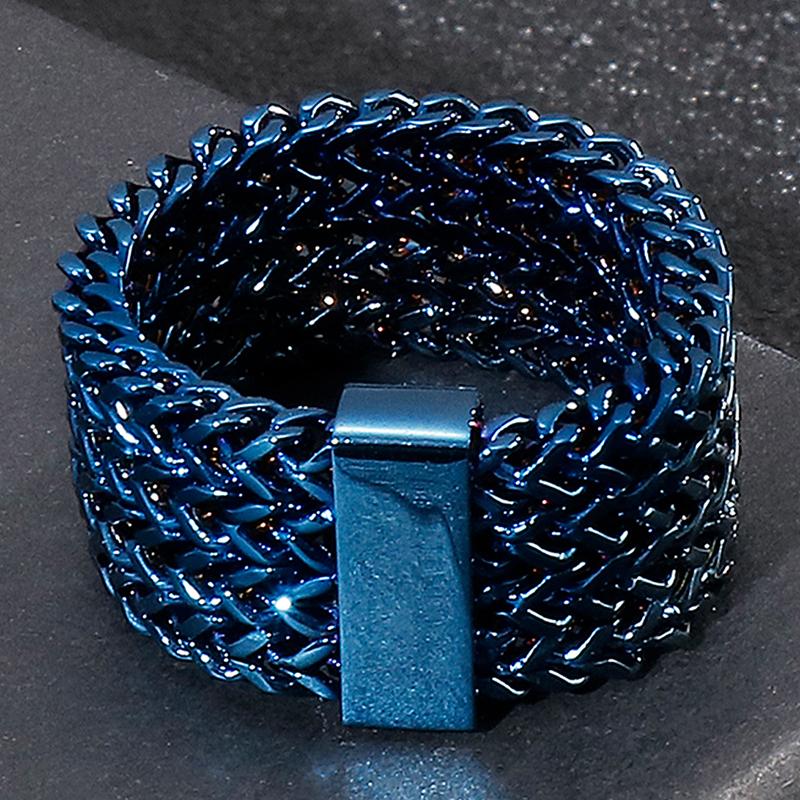 Retro rustfritt stål fiskeskala mesh båndring for menn kvinner unisex par smykker bryllup band navn graverbar