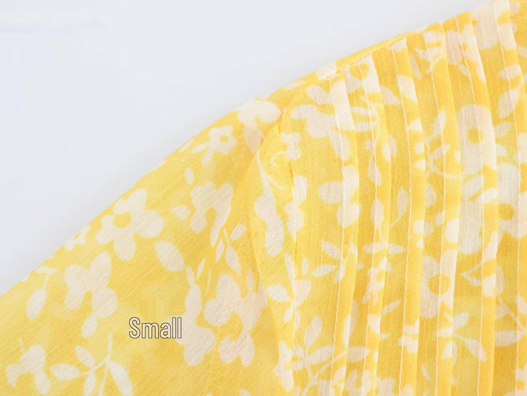 2025 Spring Women's European & American Style Floral Chiffon Long Sleeve Dress