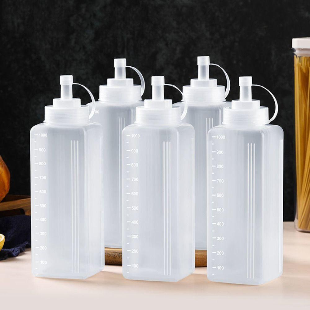 800ml Condiment Squeeze Bottles with Scale Condiment Dispenser Dressing Bottle Sauce Bottles Salad