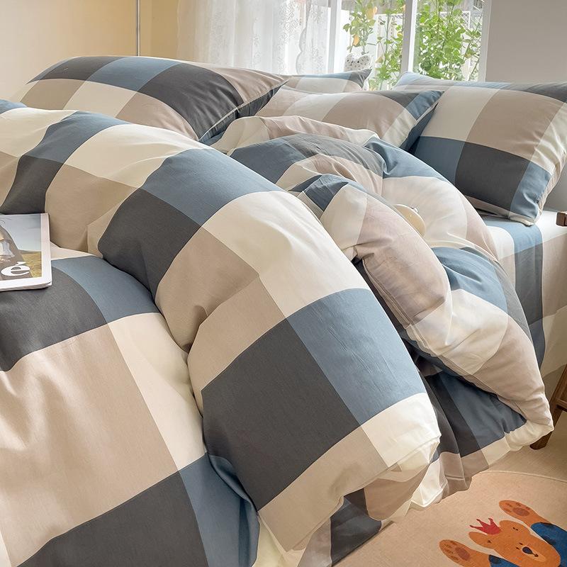 Vierteiliges Set aus reinem Baumwollbett, Baumwollbettwäsche, Bettbezug, Bettlaken, dreiteiliges Schlafsaalset