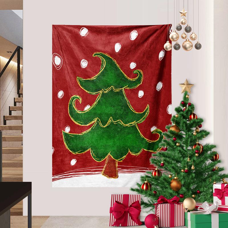 Cross-border Christmas Snowman Background Cloth Christmas Tree Wall Hanging Cloth Amazon Tapestry