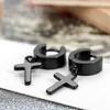 Men's Womens Vintage Stainless Steel Cross Dangle Hinged Hoop Earrings, Classique Drop Earrings For Christmas Valentine's