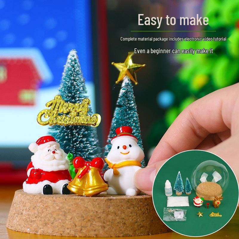 Handmade DIY Santa Claus Snow Globe Christmas Tree Ornament