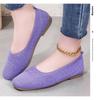 Women's Woven Flat Casual Shoes, Solid Color, Home and Outdoor, Fly Woven Breathable Single Shoes, Soft Sole Flat Shoes, Square Toe Casual Shoes