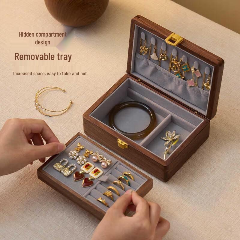 HANDUNYOU Solid Wood Jewelry Storage Box