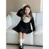Girls Knitted Dresses Autumn Winter French Style Woolen Skirts Children Knitted Dresses