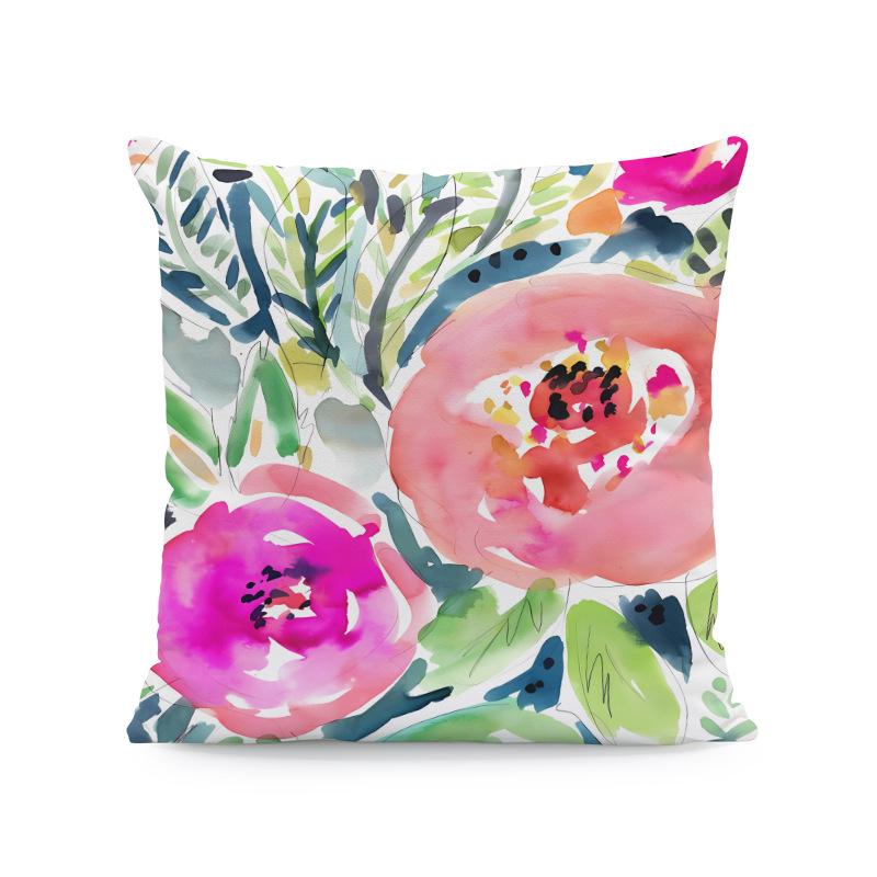 18x18 Watercolor Floral & Butterfly Pillow Cover for Spring/Summer Farmhouse Decor