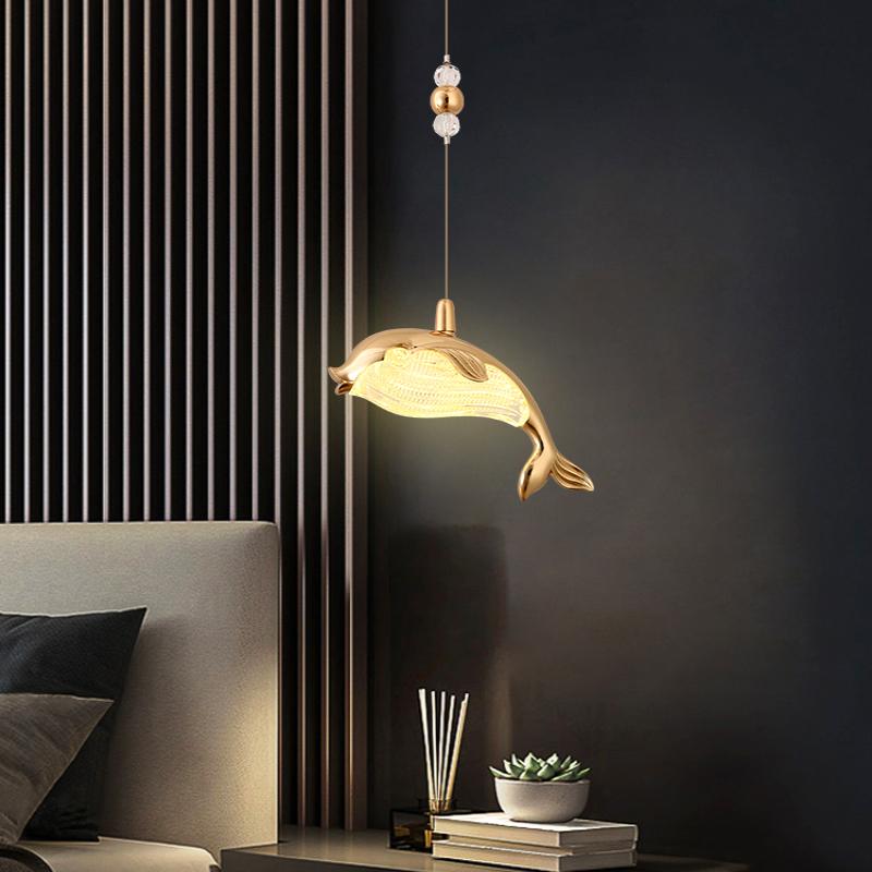 2024 new LED personalized creative luster whale chandelier for bedroom bedside pendant lights hanging lamp interior lighting