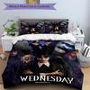 3Pcs Wednesday Addams Returns Bedding Set Soft Fabric Duvet Cover Pillowcases Home Christmas Xmas Halloween Gift 1 Duvet Cover 2 Pillowcase N1496