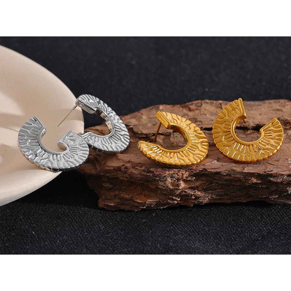 Boucles d'oreilles Géométriques Rondes Inhabituelles Yhpup en Acier Inoxydable Imperméables Anti-Rouille Métal Vintage Bijoux d'Oreilles Attractifs Cadeau Enseignant