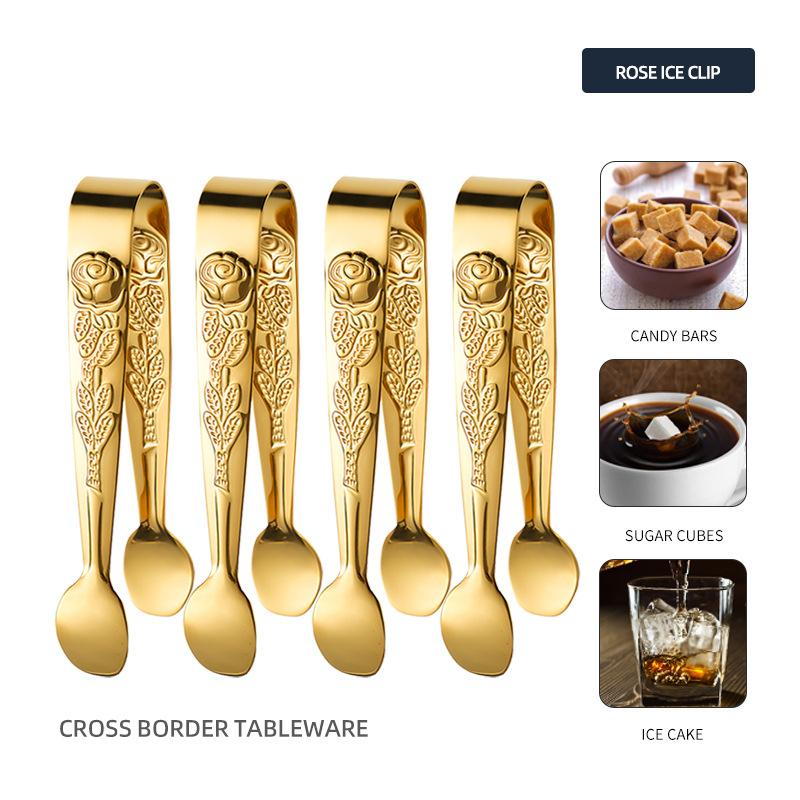 4PCS Ice Cube Clips Stainless Steel Lump Sugar Tongs Home BBQ Food Clip Party Bread Dessert Ice Clamp Bar Kitchen Serving Tools