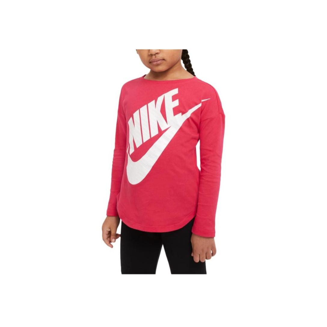 

Nike Letter Logo Print Round Neck Short Sleeve T-Shirt Kids Tops Light-Grass-Pink HA4984-601 M
