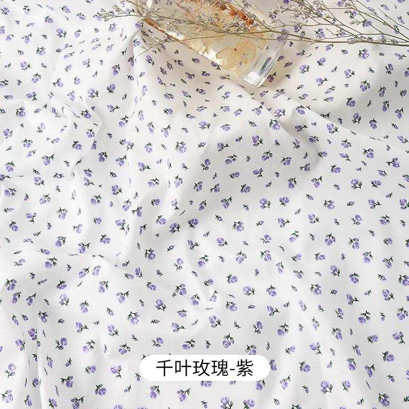 0.5m/2m Rural Style Pure Cotton Small Floral Printed Fabric for Sewing Dresses Decorative Cloth Handmade DIY Clothing Fabrics