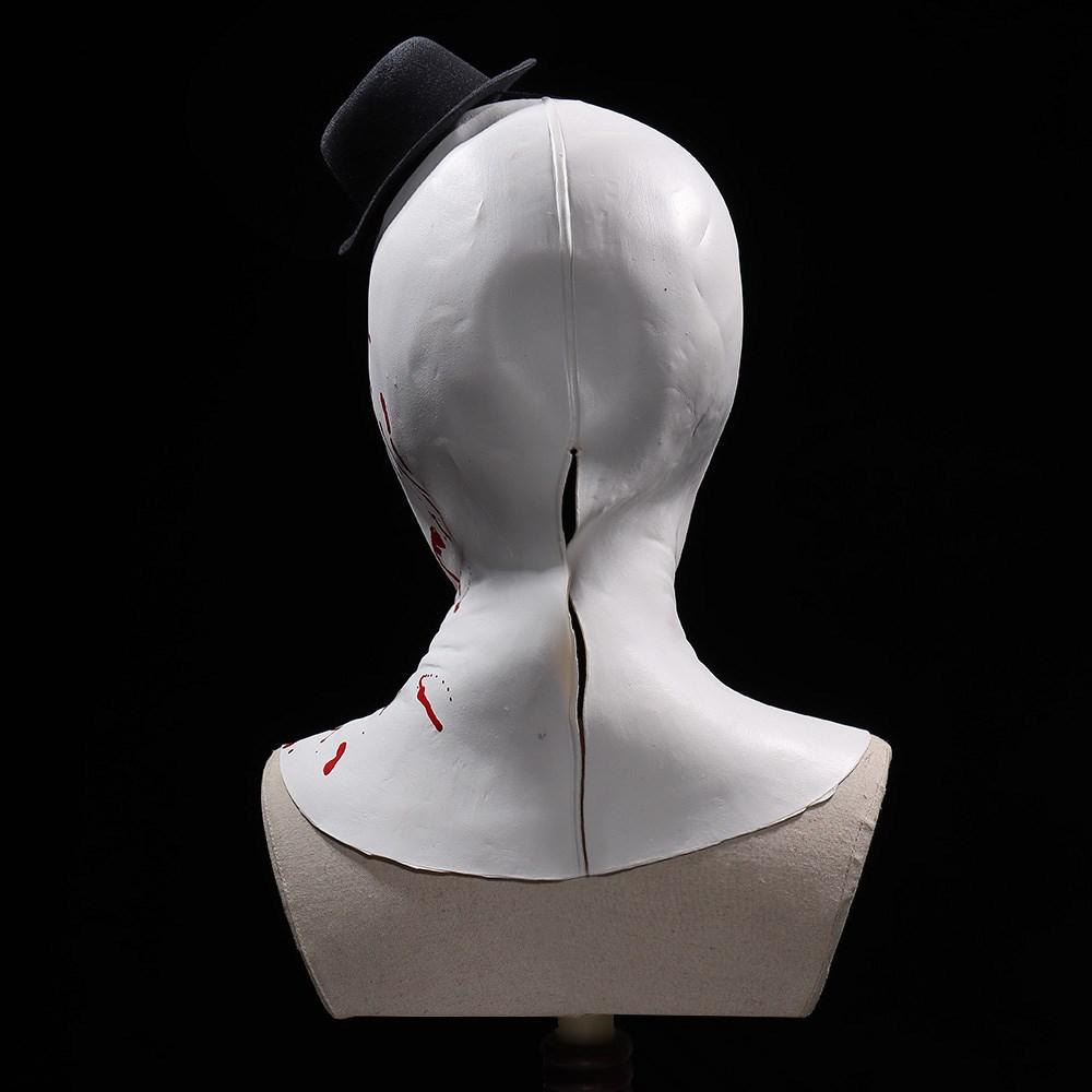 Horror Terrifier Art The Clown Mask Cosplay Creepy Bloody Demon Evil Joker Hat Latex Helmet Halloween Party Costume Props