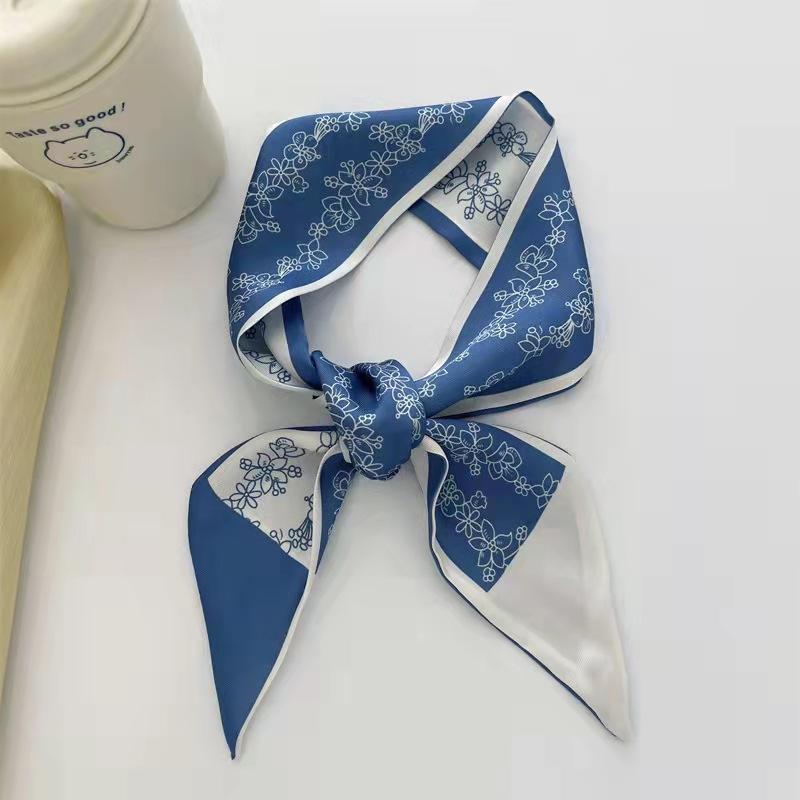 French Purple Small Long Silk Scarf Women's Versatile Headband Hair Tie Thin Narrow Tie Bag Ribbon Streamer Scarf