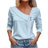 Women's Long Sleeve T-Shirt Asymmetrical V Neck Button Detail Hollow Out Texture Casual Commuter Daily Wear Solid Color Top