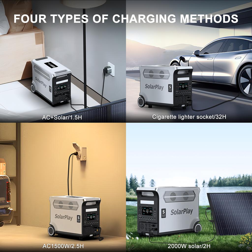 Fast Charging 3KW Portable Power Station 3300W/3600W Lifepo4 Solar Mobile Generator MPPT Controller Flashlight for Home Use Car