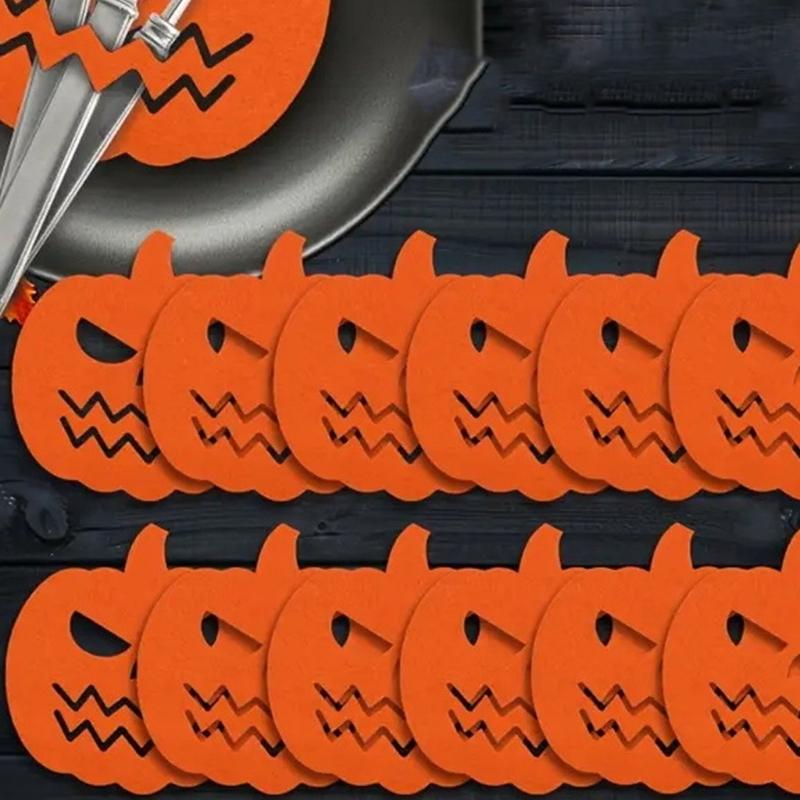 Wiederverwendbare Filz-Bestecktaschen Halloween-Themen-Besteckabdeckungen Süßigkeitentaschen Küchenutensilien-Set