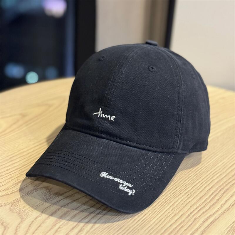 Hat trendy letter embroidered baseball cap for men and women Senli curved brim showing face small street sunscreen sunshade cap