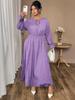 European Style Plus Size Women's Polka Dot Long Sleeve Dress 2025