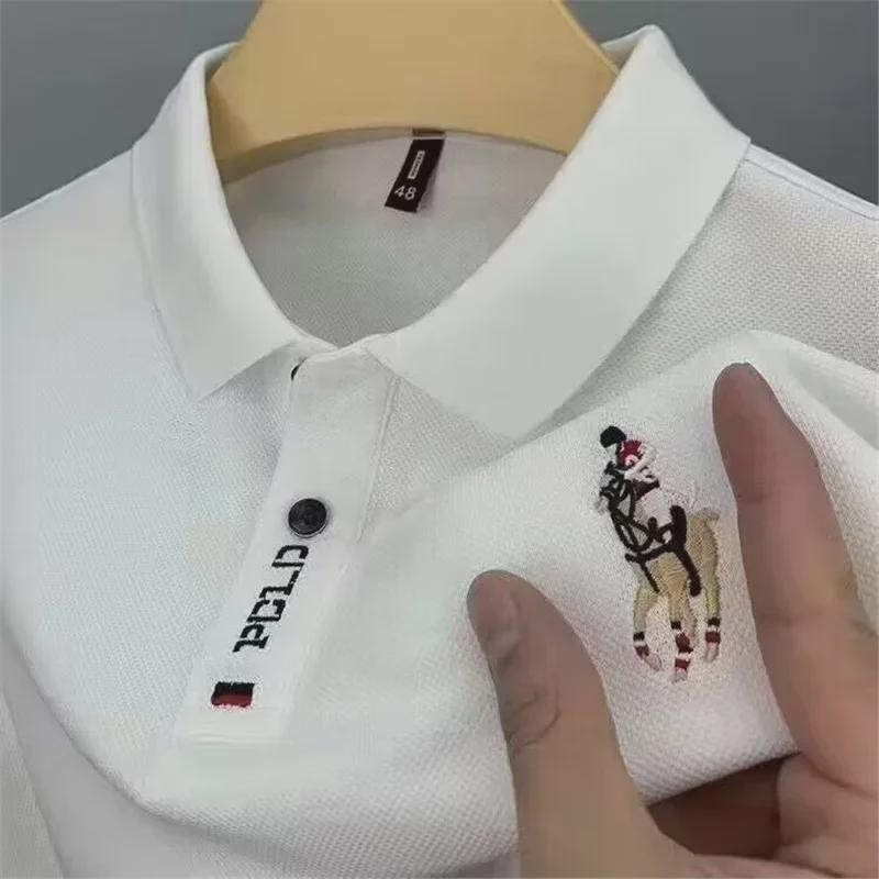 Men's Short Sleeve Ice Silk Polo Shirt - 2024 Summer Trend, Slim Fit, Breathable Thin Lapel.