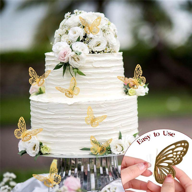 Good-160 Pcs Flower Bouquet Accessories Set,60 Pcs 3D Gold Butterfly Sticker Wall Decor And 100 Pcs Diamond Corsages Pins Easy T