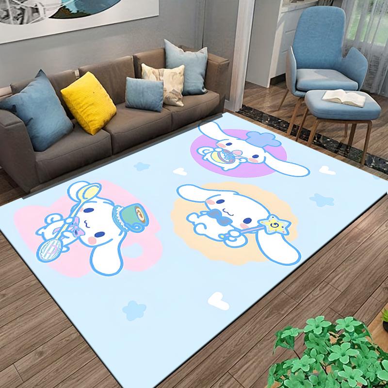 Cute Rabbit Characters on Dreamy Carpet Suitable for use as an anti-slip game mat for living room and bedroom sofas