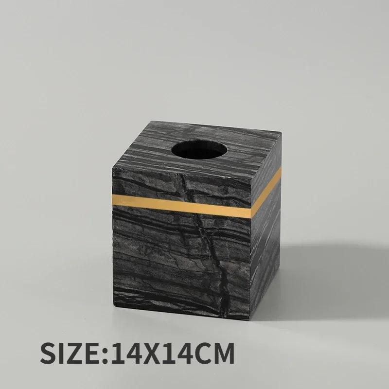 Nordic Modern Natural Marble Tissue Box Rectangular Light Luxury Paper Box Home Hotel Model Room Ornaments Creative Crafts