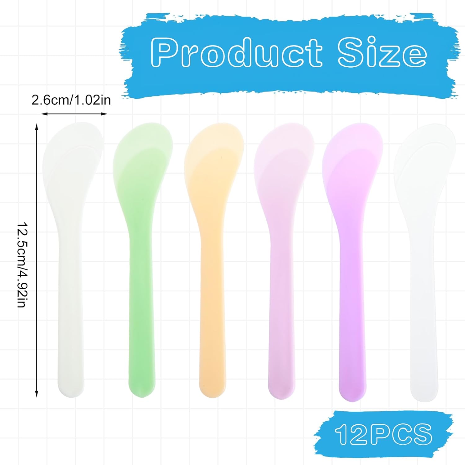 12 PCS Random Color Beauty Spatula 4.92 × 1.02  Skin Care Spatula Face Mask Plastic Spoon Cosmetic Spatulas for Creams Facial Cream Spoon Disposable