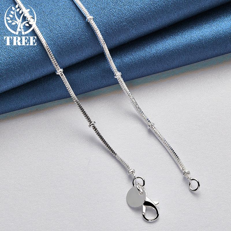 925 Sterling Silver 18/20 Inch 2mm Snake Chain Beads Necklace Jewelry