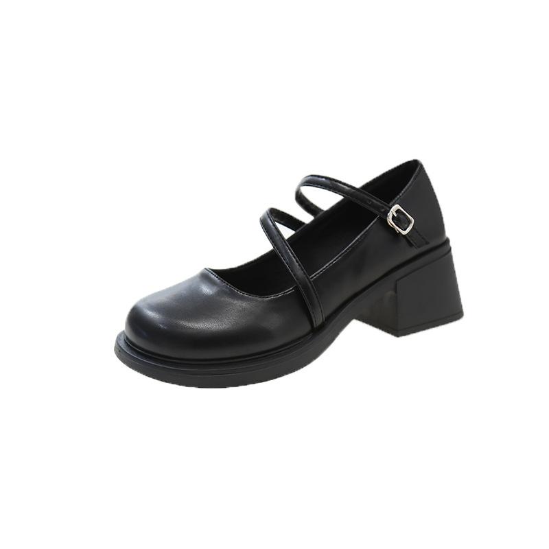 Shoes women's spring new Mary Jane women's shoes single shoes gentle thick heel high heel small leather shoes