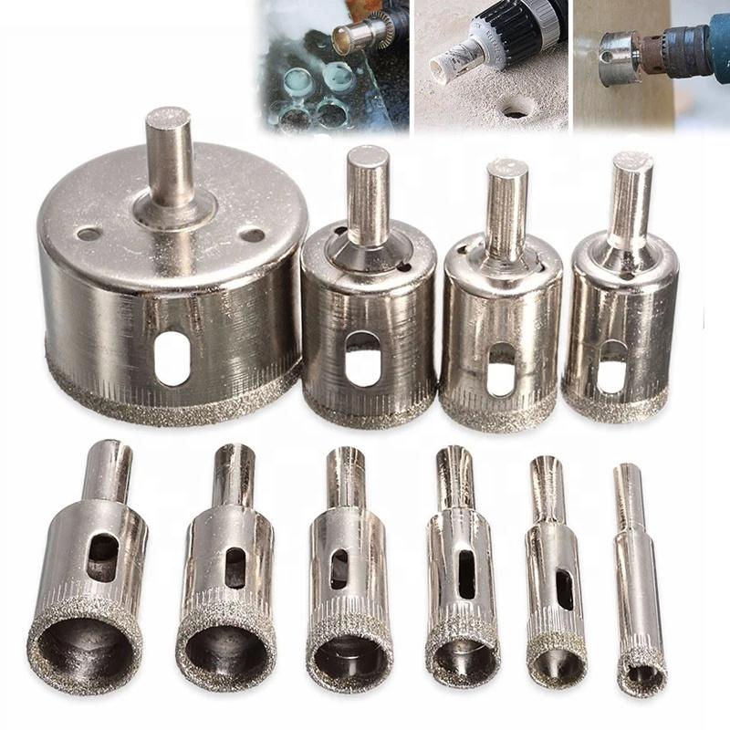Set di Punte da Trapano in Acciaio 10pz Rivestite in Diamante HSS per Utensili Elettrici 6mm-30mm Sega a Tazza per Piastrelle Marmo Vetro Ceramica Punte da Trapano