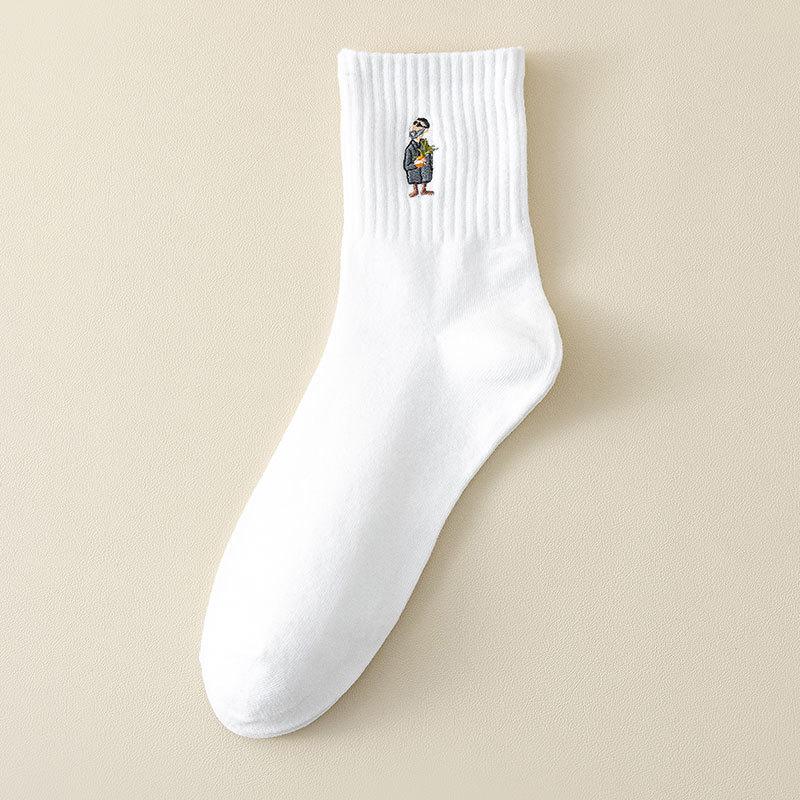 

Men s Long Socks for Autumn and Winter, Men s Mid-calf Socks for Sports, Solid-colored Cotton Socks, Sunglasses, Men s Embroidered Long Calf Socks 1 pair білий